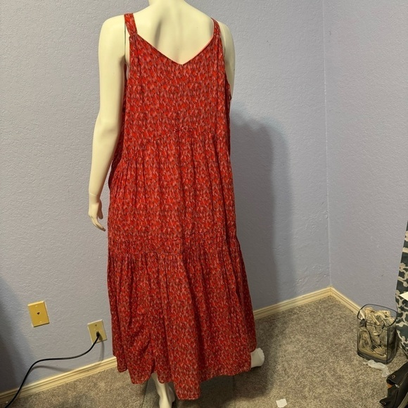 Joie Boho Plus Size Cotton Spaghetti Strap Sleeveless Tiered Lined Maxi Dress - Picture 6 of 6